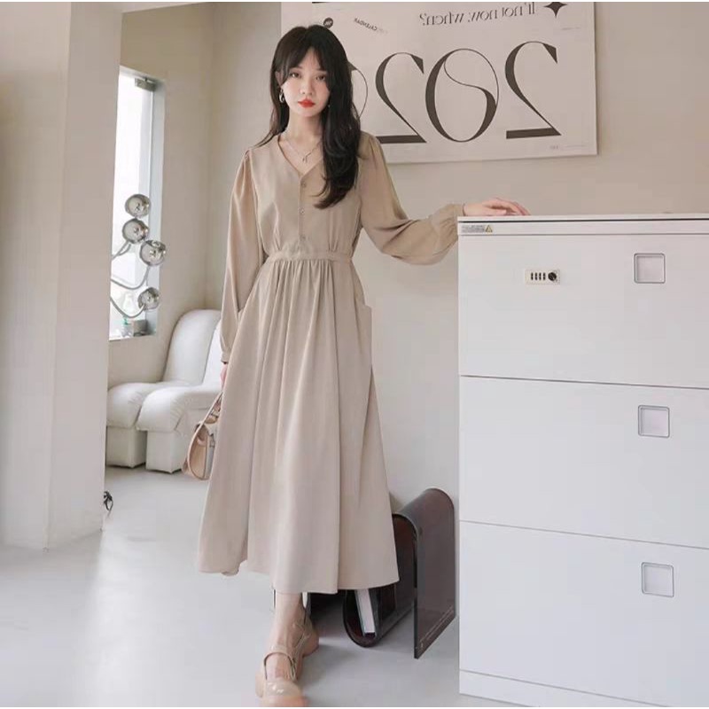 Cherry _ Maxi dress / Long Tunic/ Gamis / Dress panjang Korean style hijab friendly, busui bumil friendly