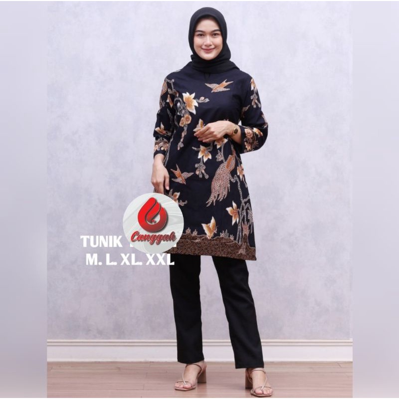Atasan wanita ||tunik unggul jaya hitam manis 369 ||baju batik kekinian || atasan batik wanita