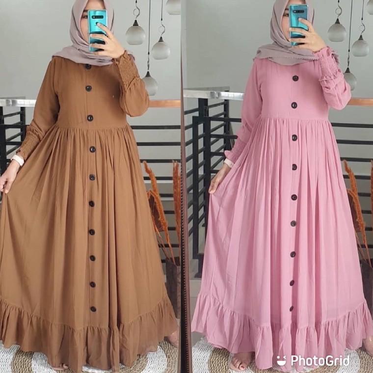 TOP PRODUCT Plain Dress - Baju Gamis Syari Remaja / Ibu Ibu Pesta Kondangan Mewah Elegan Sultan Jumb