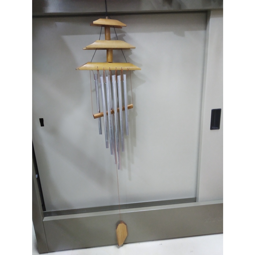 Lonceng Angin Aluminium Motif Pagoda Bambu Souvenir Bali Unik