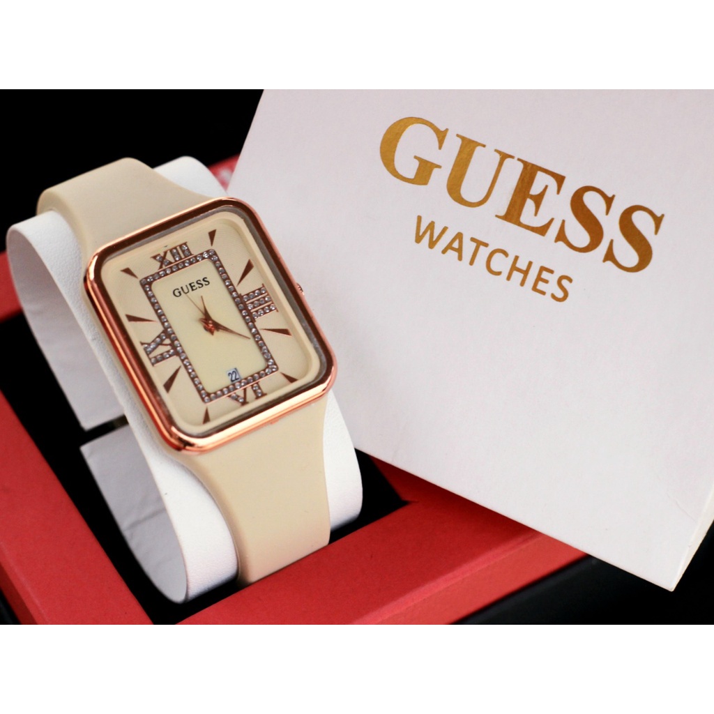 D.G.C✅COD✨GUE55 Jam Tangan Wanita Rubber Analog Kotak Tanggal Aktif G52