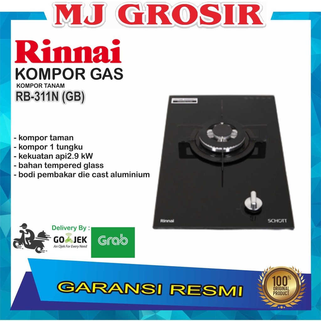 KOMPOR 1 TUNGKU RINNAI RB 311 N-GB KOMPOR TANAM RB-311N(BG)