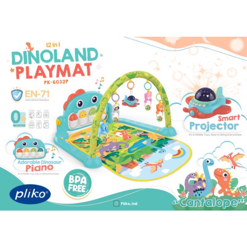 Pliko 12in1 Baby Playmat Dinoland PK6032P kasur bayi alas main piano Paket hadiah bayi