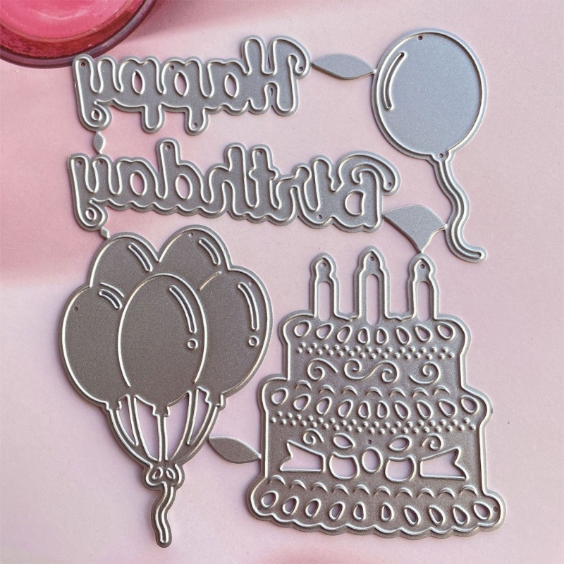 Zzz Cetakan Stensil Cutting Dies Motif Happy Birthday Bahan Metal Untuk Scrapbook / Craft Handmade DIY