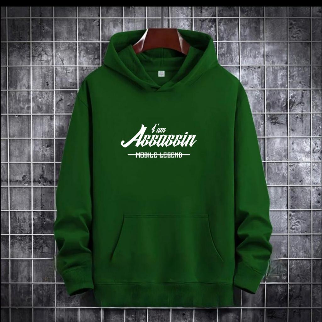SWEATER HOODIE TULISAN I AM ASSASSIN / HOODIE MURAH TERLARIS / HOODIE POLOS / HOODIE PRIA DAN WANITA / UNISEX
