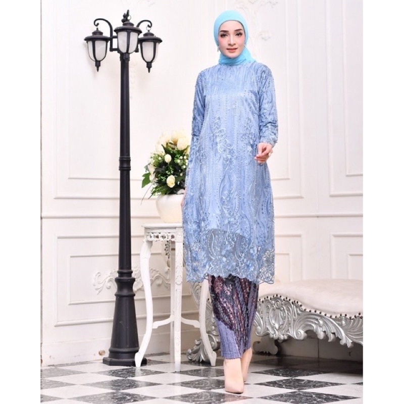 Set Kebaya Tunik/Kebaya Tunik Bordir Tille/Kebaya Modern/Kebaya Mewah/Kebaya Pesta