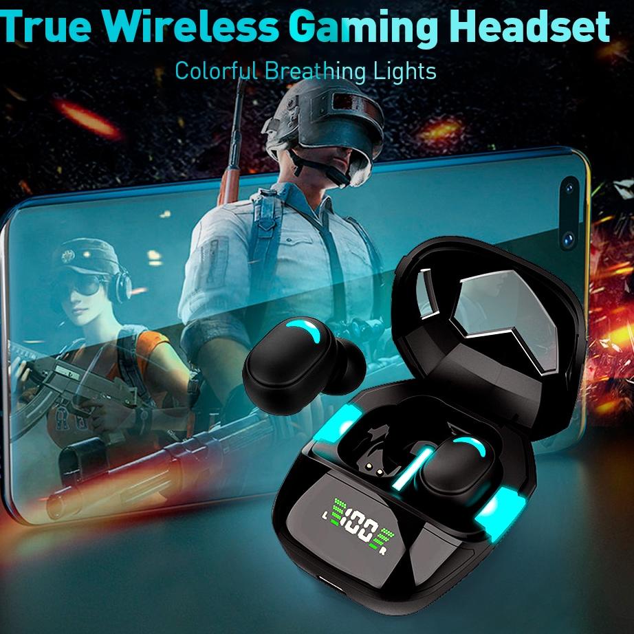 Diskon 6CL9T (NEW Exclusive) ECLE G7S E-Sports Gaming TWS Earphone Bluetooth Headset Power Display HiFi Stereo Breathing Light No Delay Hitam 092 Kirim Langsung
