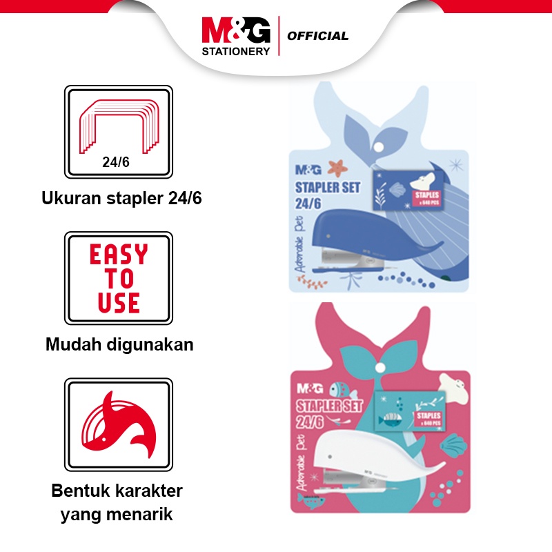

M&G Stapler Mini Lucu Bentuk Paus Whale 24/6 Hekter Mini Paus