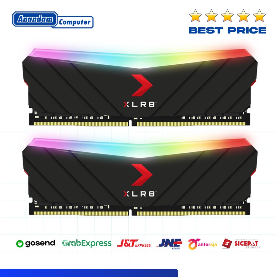 PNY XLR8 RGB Longdimm 16GB Kit (8GBx2) DDR4 3600MHz RAM - Black