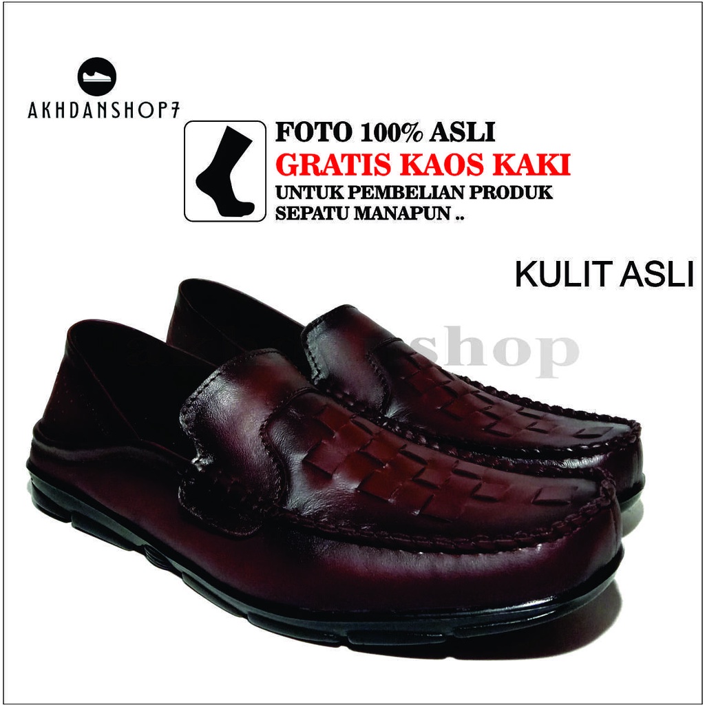 COD - SEPATU KANTOR PRIA 100% KULIT ASLI - COKELAT AKH-SMK-016