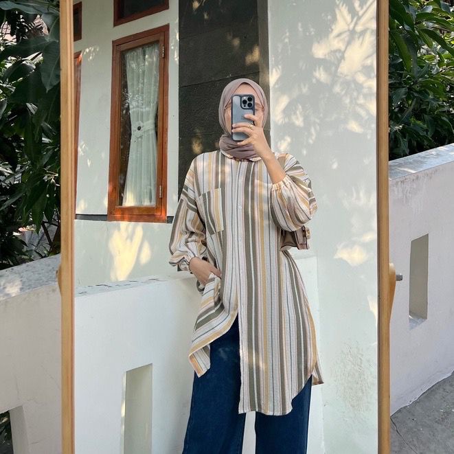 CASHA - ZFS OOTD Tunik Wanita HIKARI / LIDYA CUTE TUNIK / Tunik Wanita Kasual / Tunik Wanita Stripe 