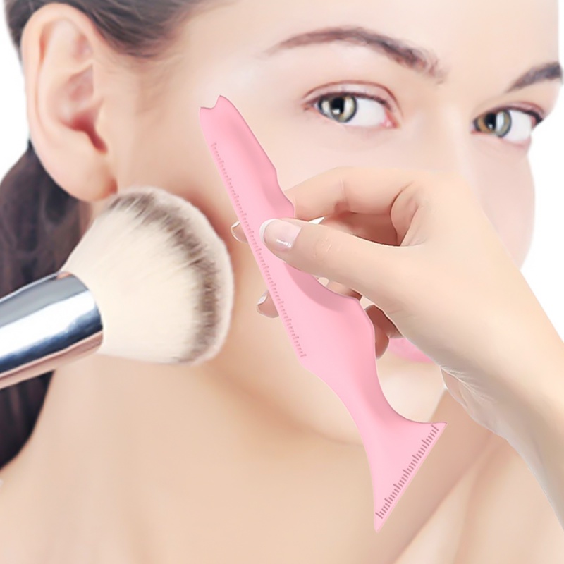 1 Pc Penggaris Pengukur Posisi Alis Eyeliner Multifungsi Bahan Silikon Untuk Alat Makeup