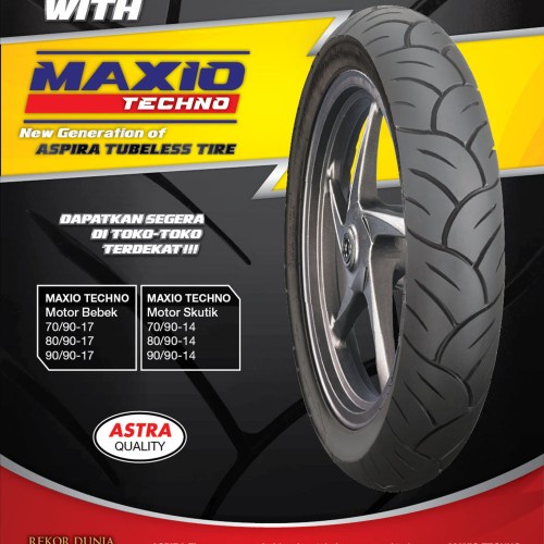 BAN LUAR ASPIRA MAXIO TECHNO UKURAN 80/90-14 TUBELESS