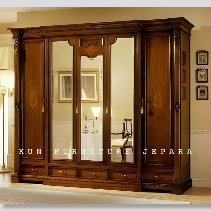 lemari pakaian 5 pintu kayu jati lemari pakaian minimalis mewah jati Jepara