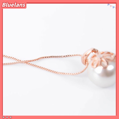 Bluelans Wedding Jewelry Set Bride Rose Gold Crystal Faux Pearl Pendant Necklace Earrings