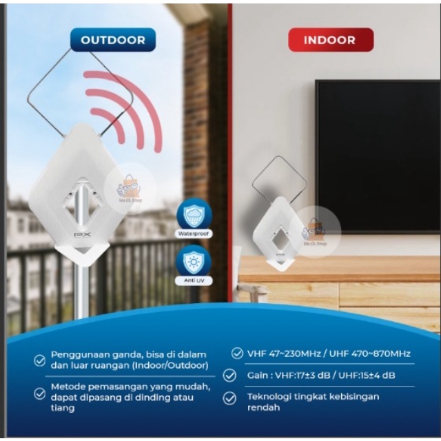 Antena TV Digital Analog DVB-T2 4k High Gain 25-Db PX HDA-2000