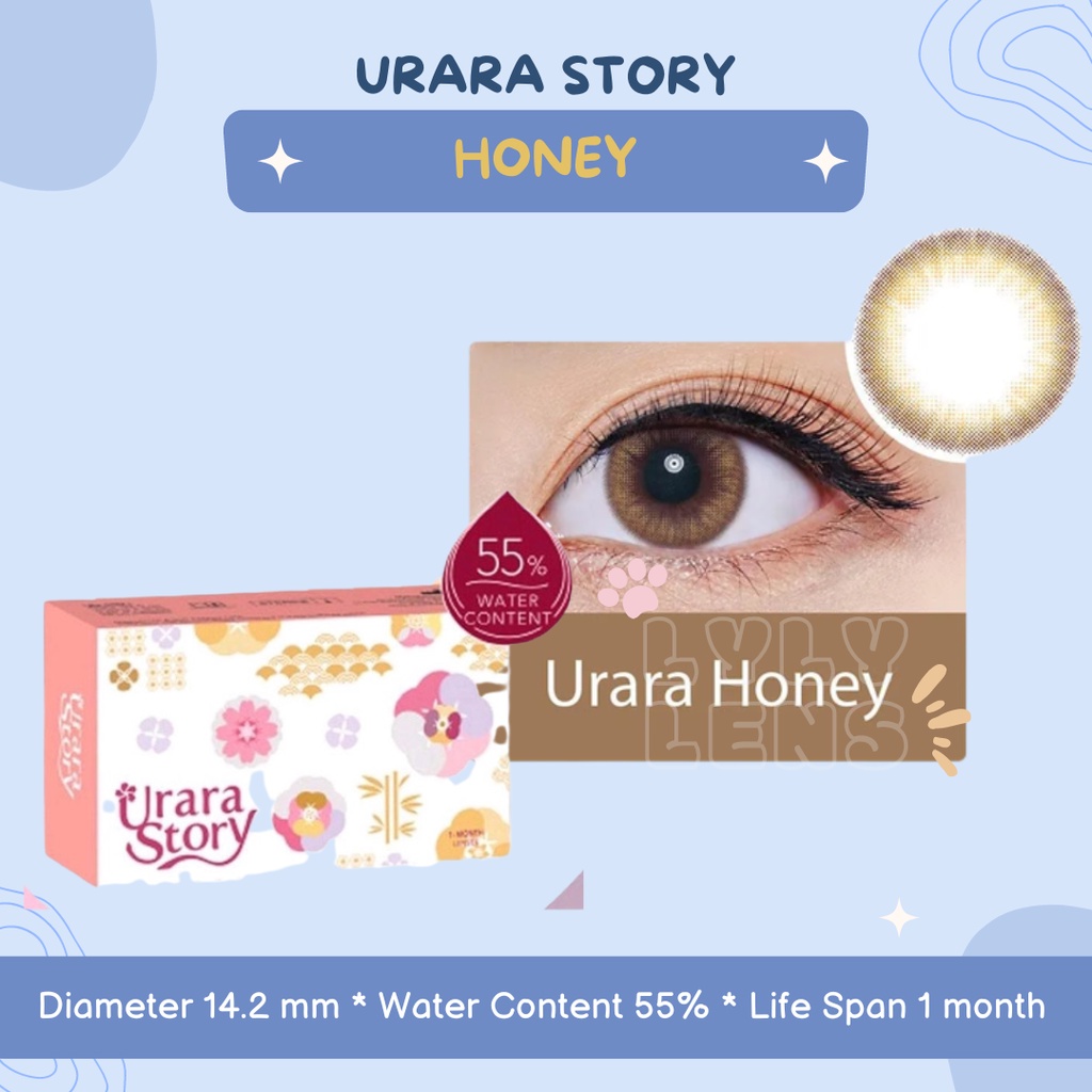 Urara Story HONEY Natural Softlens Warna 1 Bulan (minus & normal)