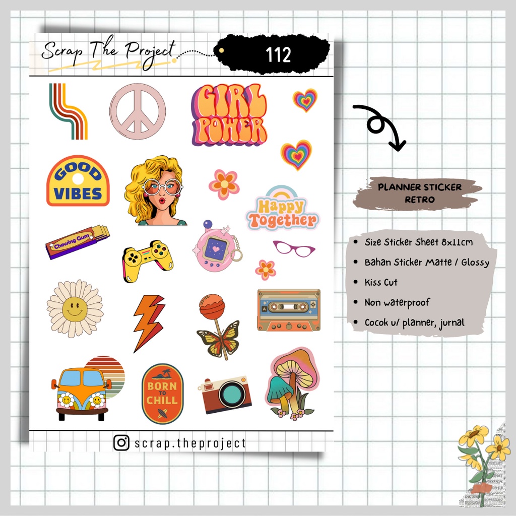 

STICKER PLANNER JOURNAL / RETRO THEME STICKER / STP - 112