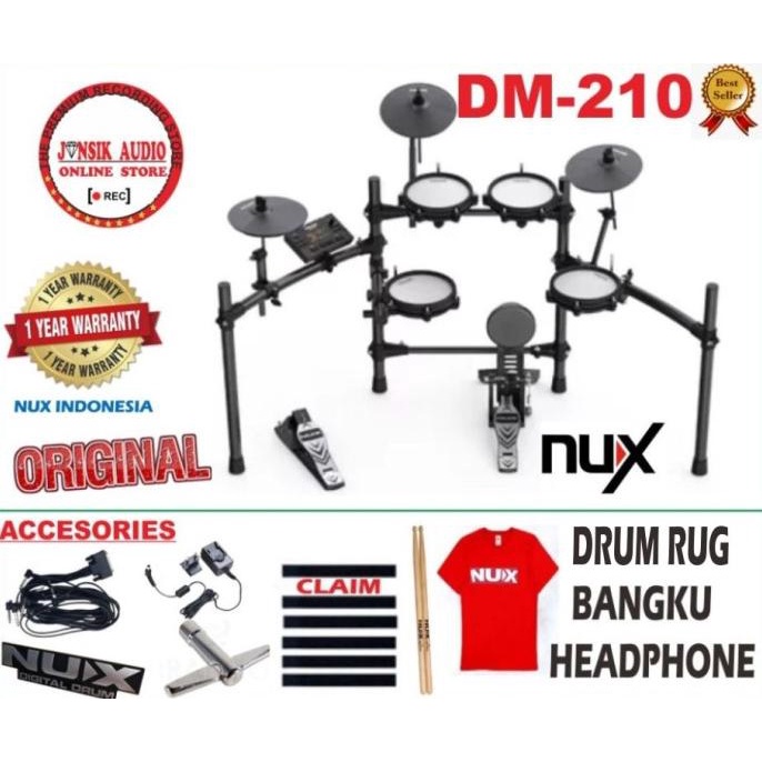 Nux Dm210 Dm-210 Dm 210 Digital Drum Elektrik Paket Lengkap