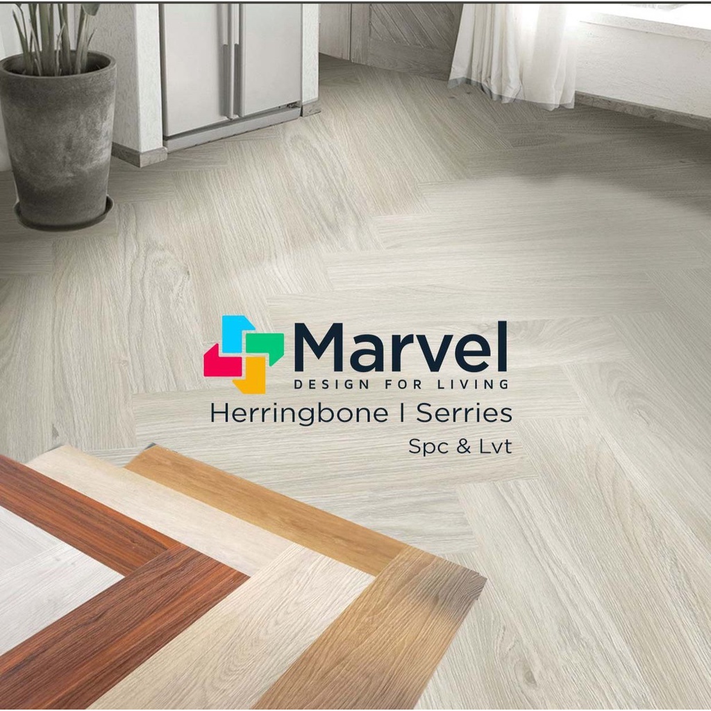 Lantai SPC Marvel Herringbone | Lantai Kayu Pemasangan Herringbone