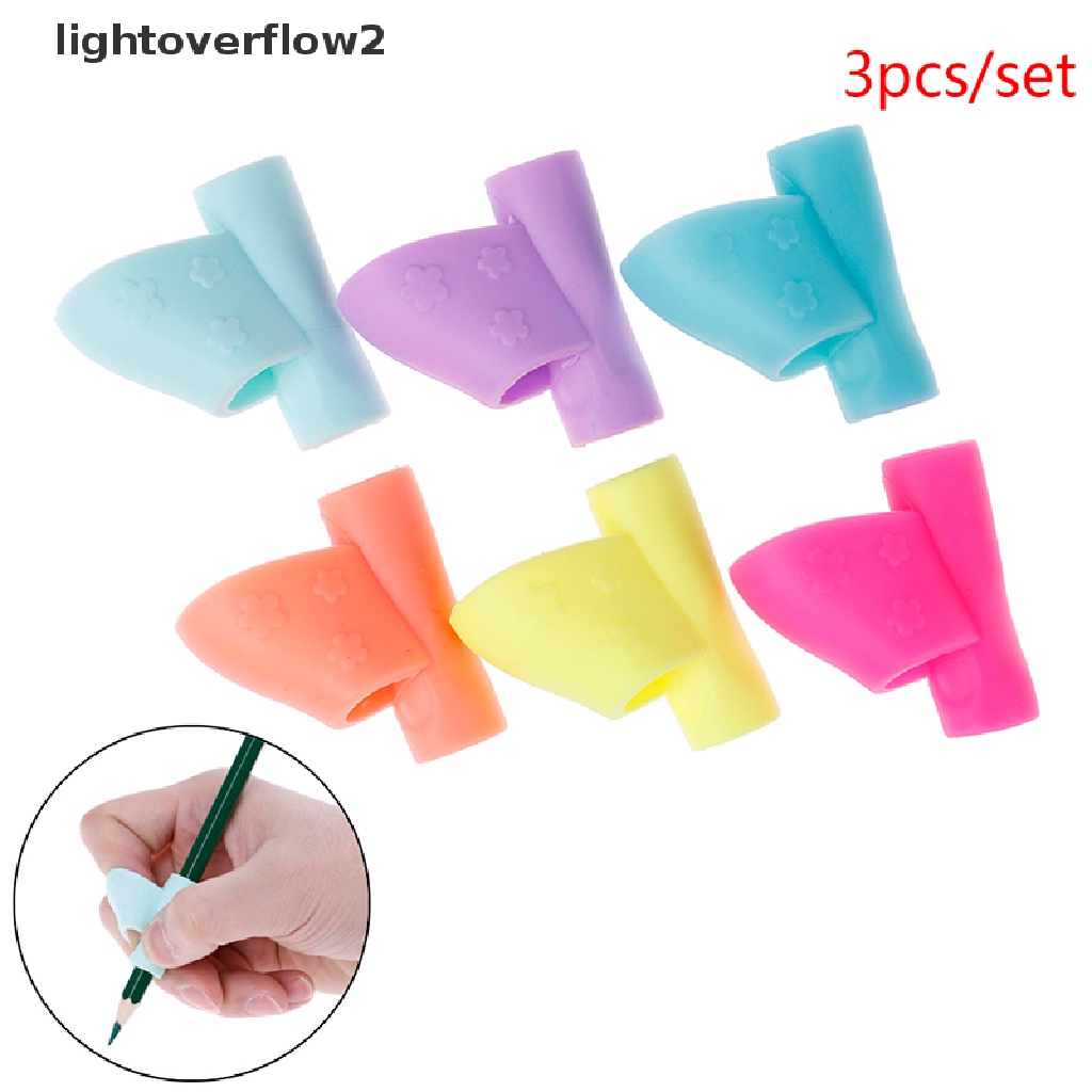 (lightoverflow2) 3pcs Alat Bantu Menulis Pensil Bahan Karet Lembut Untuk Anak (ID)