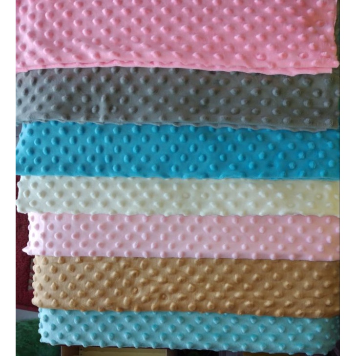 Kain Minky Dot bahan selimut premium halus &amp; lembut cocok untuk bayi 1meter lebar 160cm