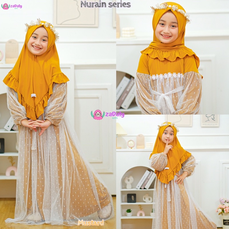 new Nurain series,set gamis anak syari,gaun anak,dress pesta anak by zadaly kids
