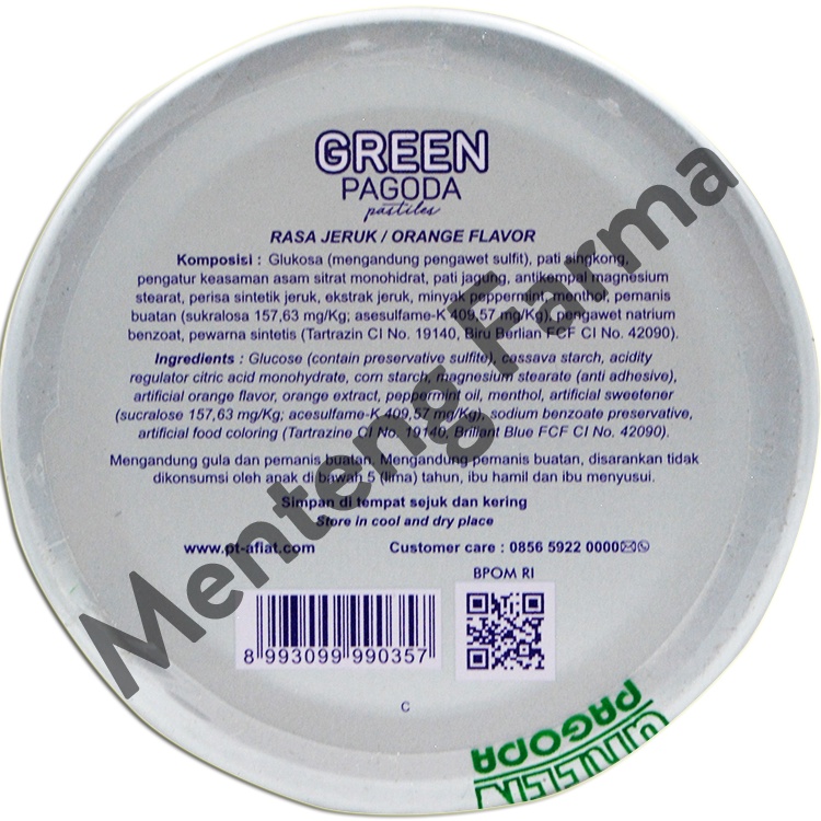 Green Pagoda Pastiles 35 Gram - Permen Pelega Tengggorokan Rasa Jeruk