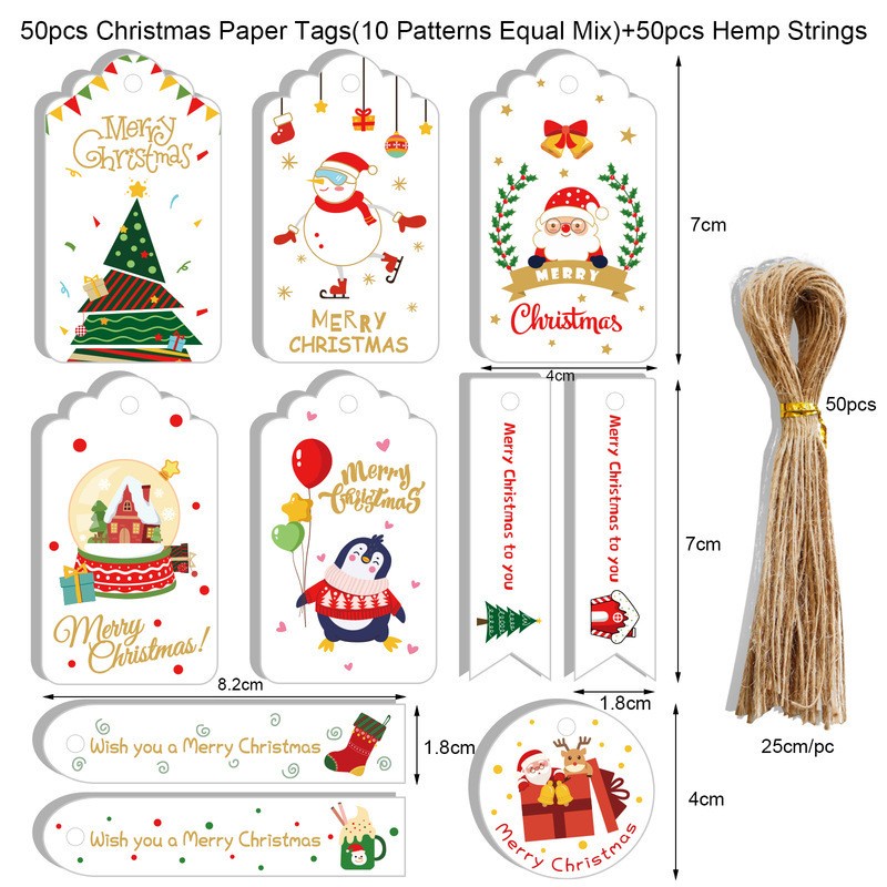 

DY PACK HANG TAG NATAL LABEL TAG MERRY CHRISTMAS MEWAH PUTIH 50 SET HTN-14