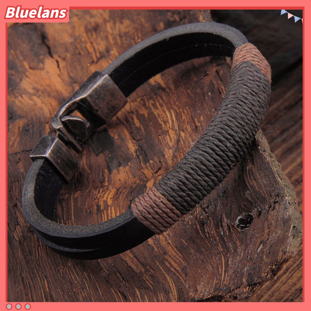 Gelang Bahan Kulit Imitasi Dengan Buckle Alloy Gaya Vintage Untuk Pria