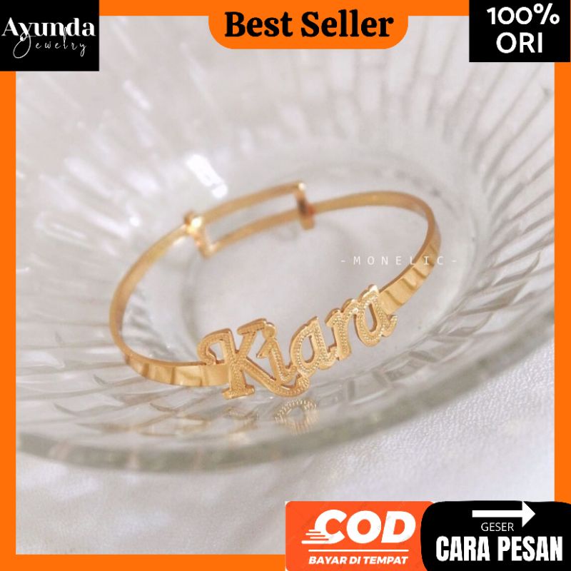 Gelang Nama Custom Gelang lapis emas bangle Custom