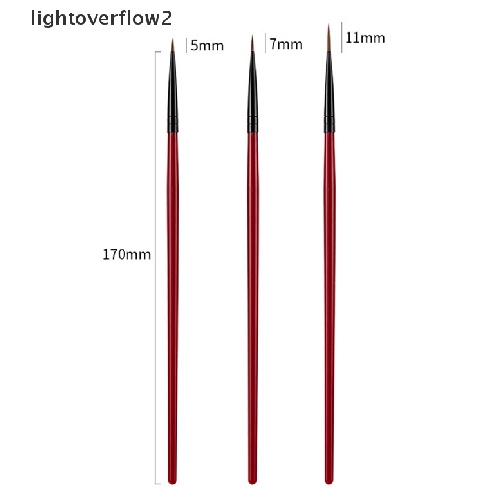 (lightoverflow2) 3pcs / Set Brush Pen Liner Tipis Untuk Gambar Hiasan Nail Art Diy