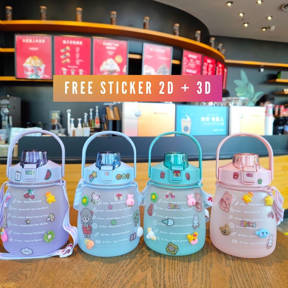 P5T0 BOTOL MINUM GEMOY KOTAK GRADASI 3D VIRAL 1.3 LITER ANAK MOTIVATOR PENANDA WAKTU [ STICKER] - HO