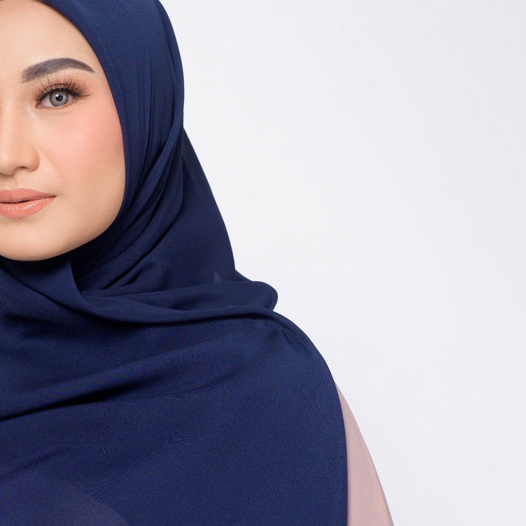 Clearance Sale - ZM Zaskia Mecca - Sana Navy Hijab Kerudung Segi Empat