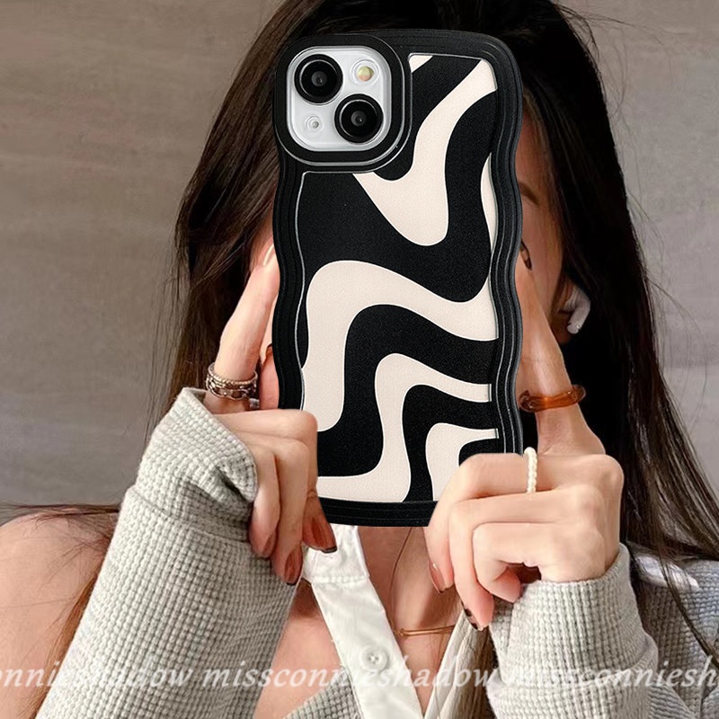 Soft Case Pola Garis Gelombang Zebra Untuk OPPO A12 A17 A15 A77 A16K A57 A16 A95 A76 A54 A5s A1K A7 A55 A96 A15s A74 A16E A53 A9 A5 A3s A16s Reno 8 A16s 7 F9 6e Cover Penutup Mesin Cuci