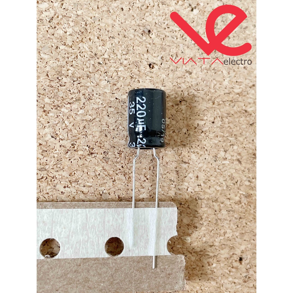 KAPASITOR ELCO 220UF 35V ROLL (1 BUAH) KAPASITOR CAPACITOR ELKO KAPASITOR 220 UF 35 V