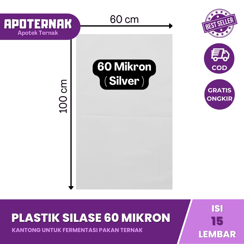 PLASTIK SILASE 60 Mikron | Plastik Untuk Fermentasi Pakan Ternak Hewan Sapi Kambing Domba | 60 Mikron Ecer | Apoternak