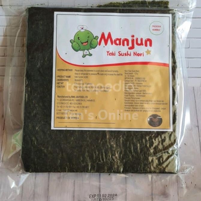 

Rumput Laut Seaweed Sushi Nori Manjun Economy / Reguler Grade B 50 Lbr Terlaris