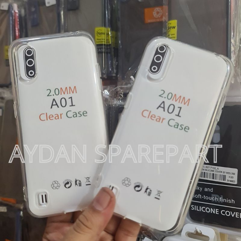 CASE SAMSUNG GALAXY A01 CASING CLEAR HD KETEBALAN 2MM BENING TRANSPARAN TPU