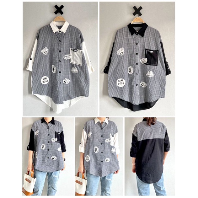 Atasan Kemeja Katun Linen ImportNew Kotak Kecil LuBaNa#2334