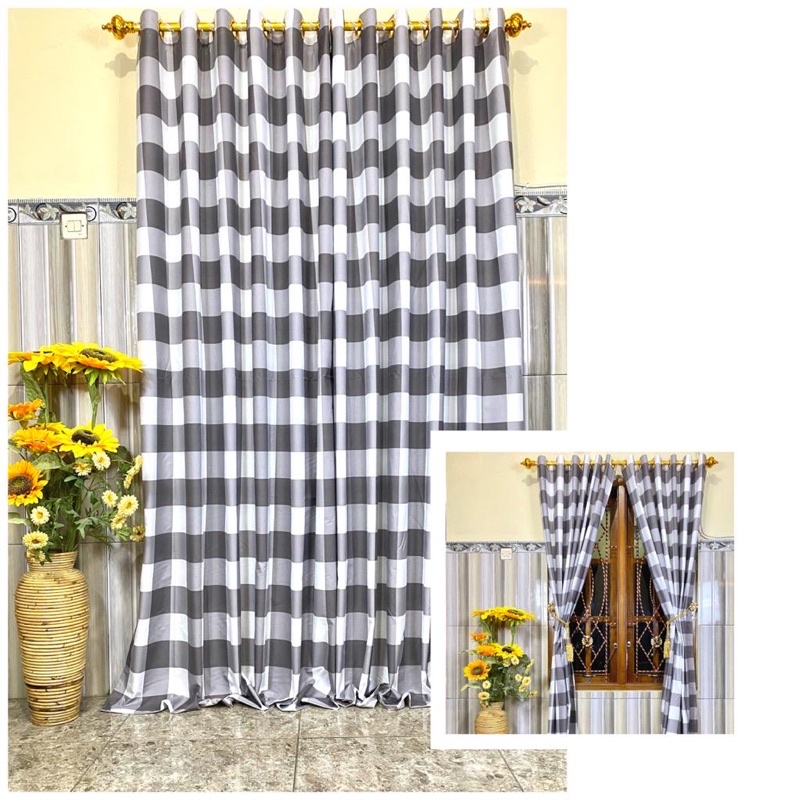 Gorden Smokring Pintu Atau Jendela Polymicro Motif Bunga Kembang Arianti Putih