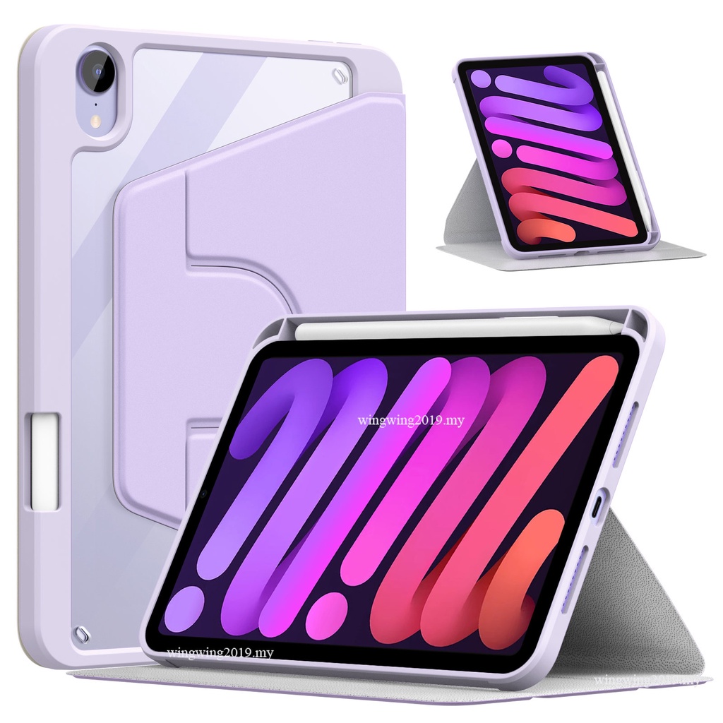 Casing Soft Case TPU Transparan Rotasi 360 ° + Holder Pensil Untuk iPad Mini 6th Gen 8.3 &quot;2021&quot;