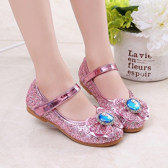 [PRINCESS KESLI] SIZE(25-32) Sepatu pesta FROZEN ELSA Anak perempuan/sepatu princess party anak cewek import/kado ulang tahun anak perempuan sepatu Berkilau