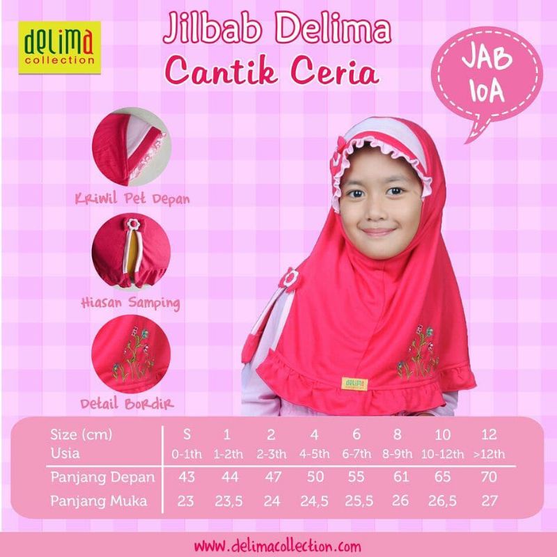 Hijab Anak bordir Delima Collection original 100%