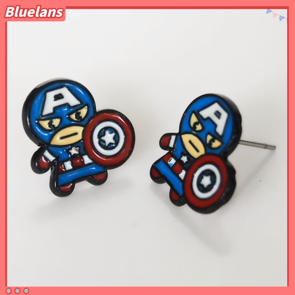 Anting Stud Enamel Desain Kartun Spiderman Deadpool Captain America