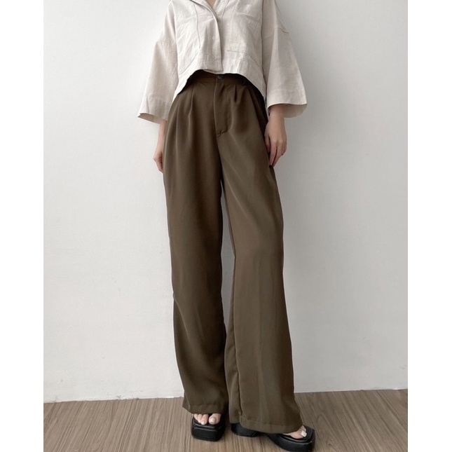 Basic Korean Loose Pants | Celana Kulot highwaist | Celana anti kusut