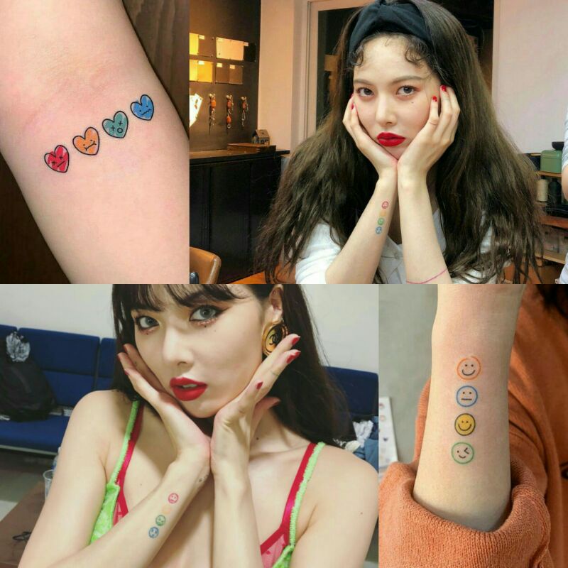 Hyuna Temporary Tattoo Sticker Tato Temporer Cute Kawaii Color Tattoo Kpop Korea Blackpink Twice Red Velvet Itzy Ive Aespa Loona New Jeans Stayc BTS EXO NCT DAY6 SKZ GOT7 Daniel Enhypen Treasure Day6 BigBang