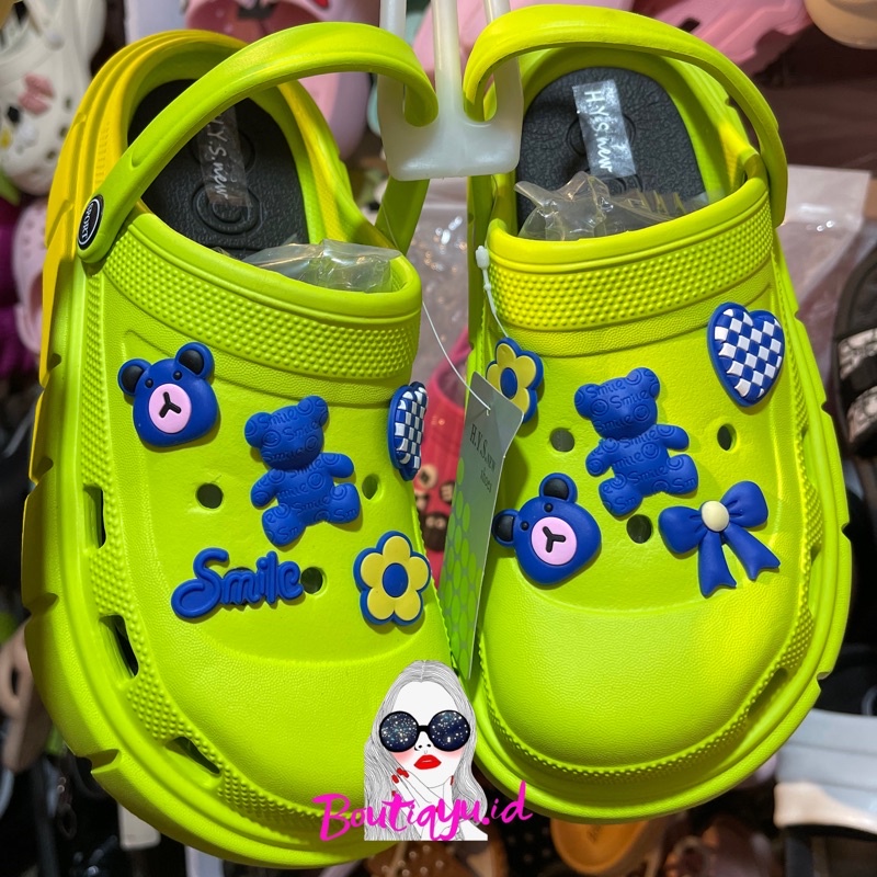sandal baim dewasa neon boneka teddy / sandal baim dewasa / sandal crocs / sandal baim karet / sanda