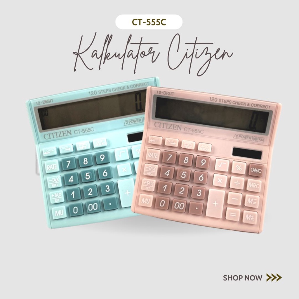 CITIZEN CT 555C - Check Correct Calculator Kalkulator Warna Cek Ulang /  Kalkulator CITIZEN 555 C 12 DIGIT