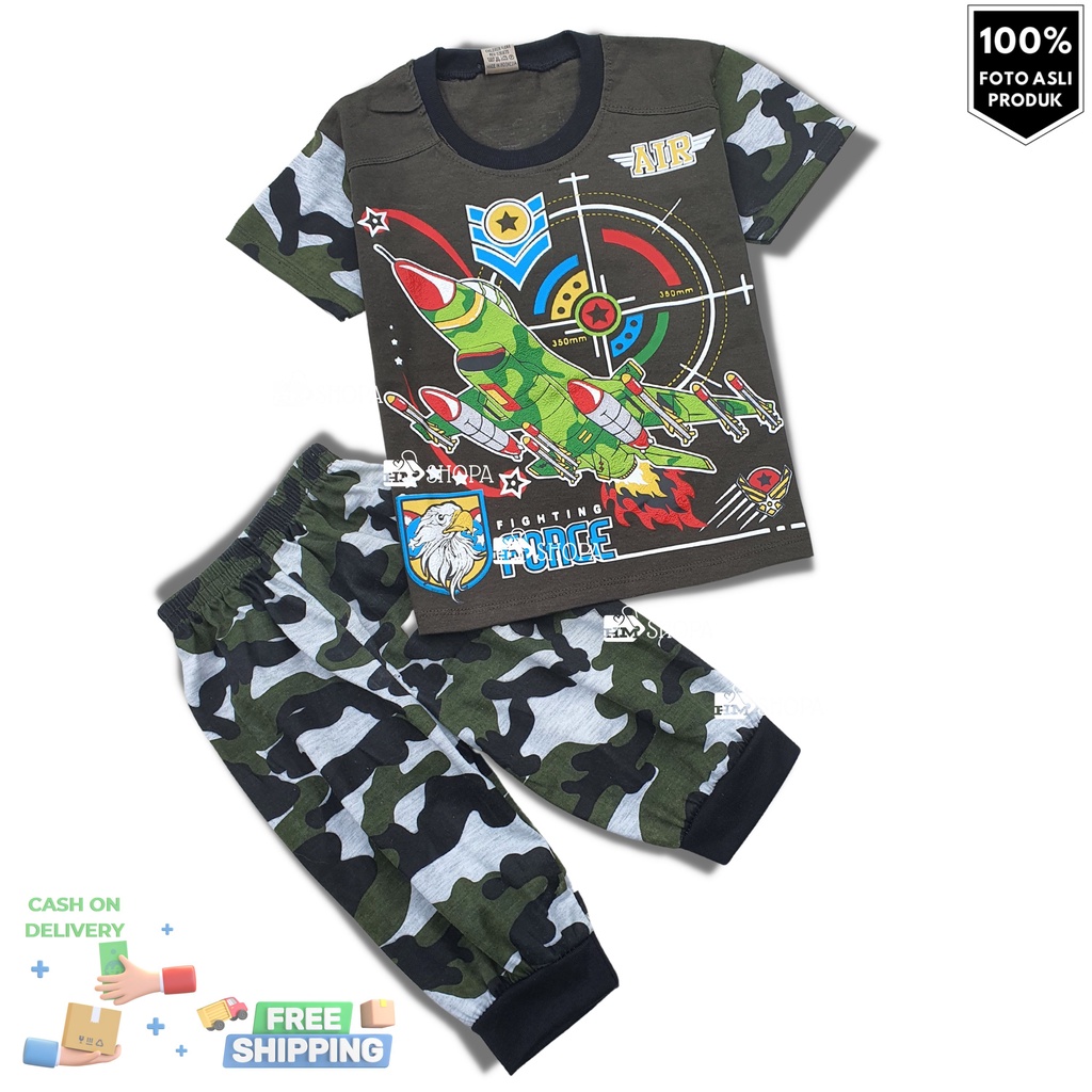 HMshopa - Baju Army Anak Laki laki Setelan Jogger Loreng Tentara keren baju usia 1-10 tahun stelan l
